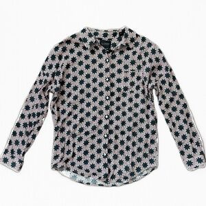 Scotch and Soda Womens XS Patterned Dress Shirt, Red/White with Starburst Print